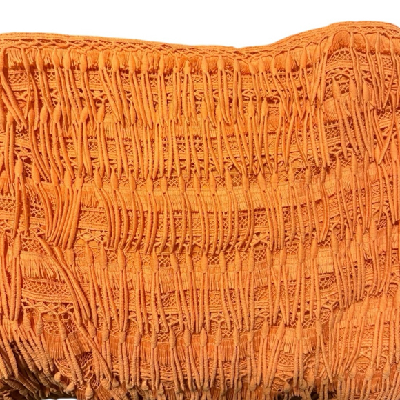 Anthropology Let Me Be Strapless Coral Fringe Mini Dress XXS - Picture 5 of 10